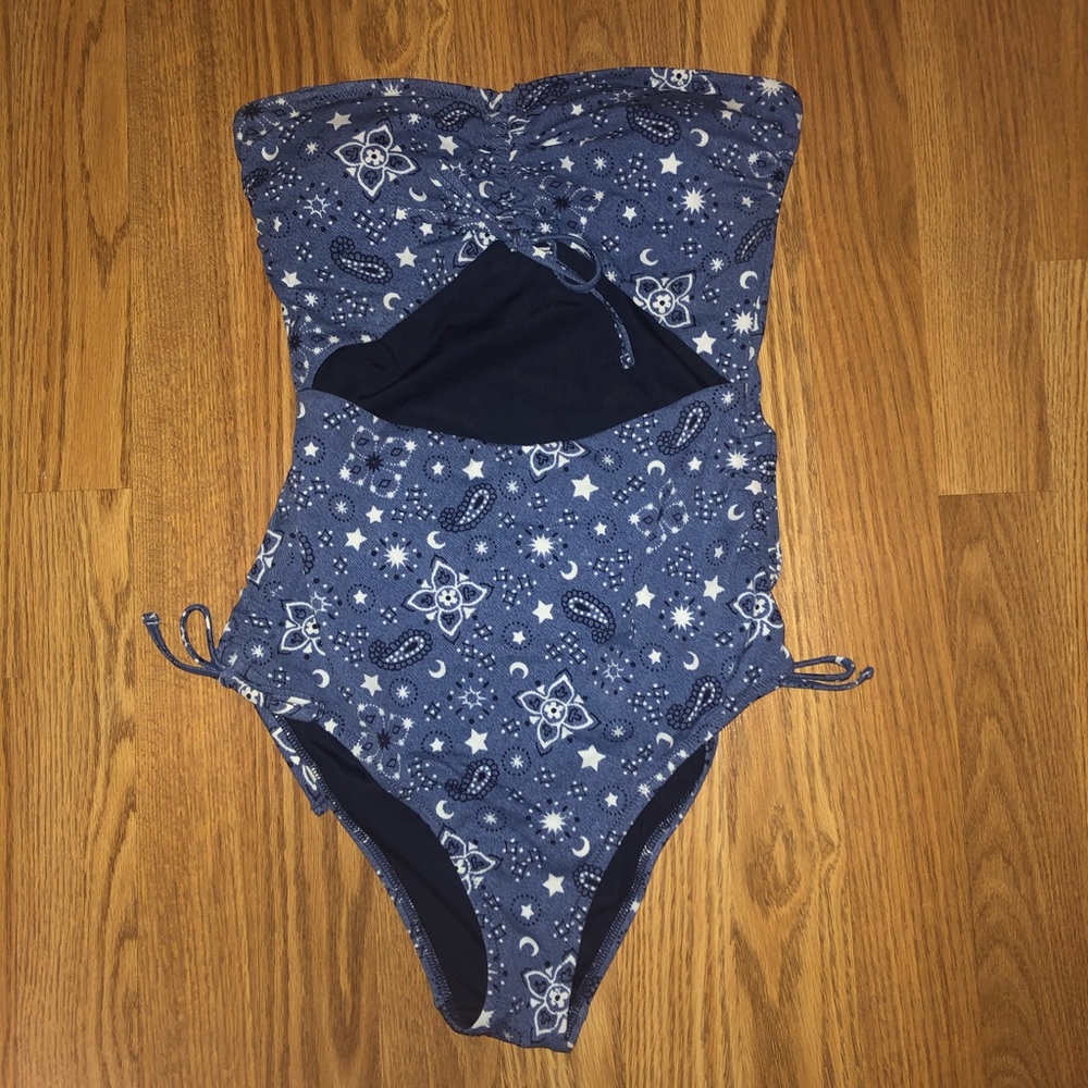 Aerie Blue & White One Piece Swim Suit NWOT